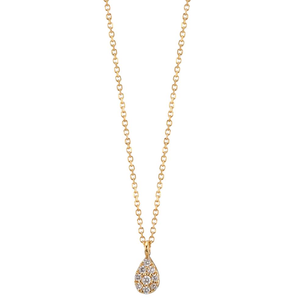 Collier 750/18 K gult guld diamant 0.04 ct, 9 stenar, w-si 42-45 cm