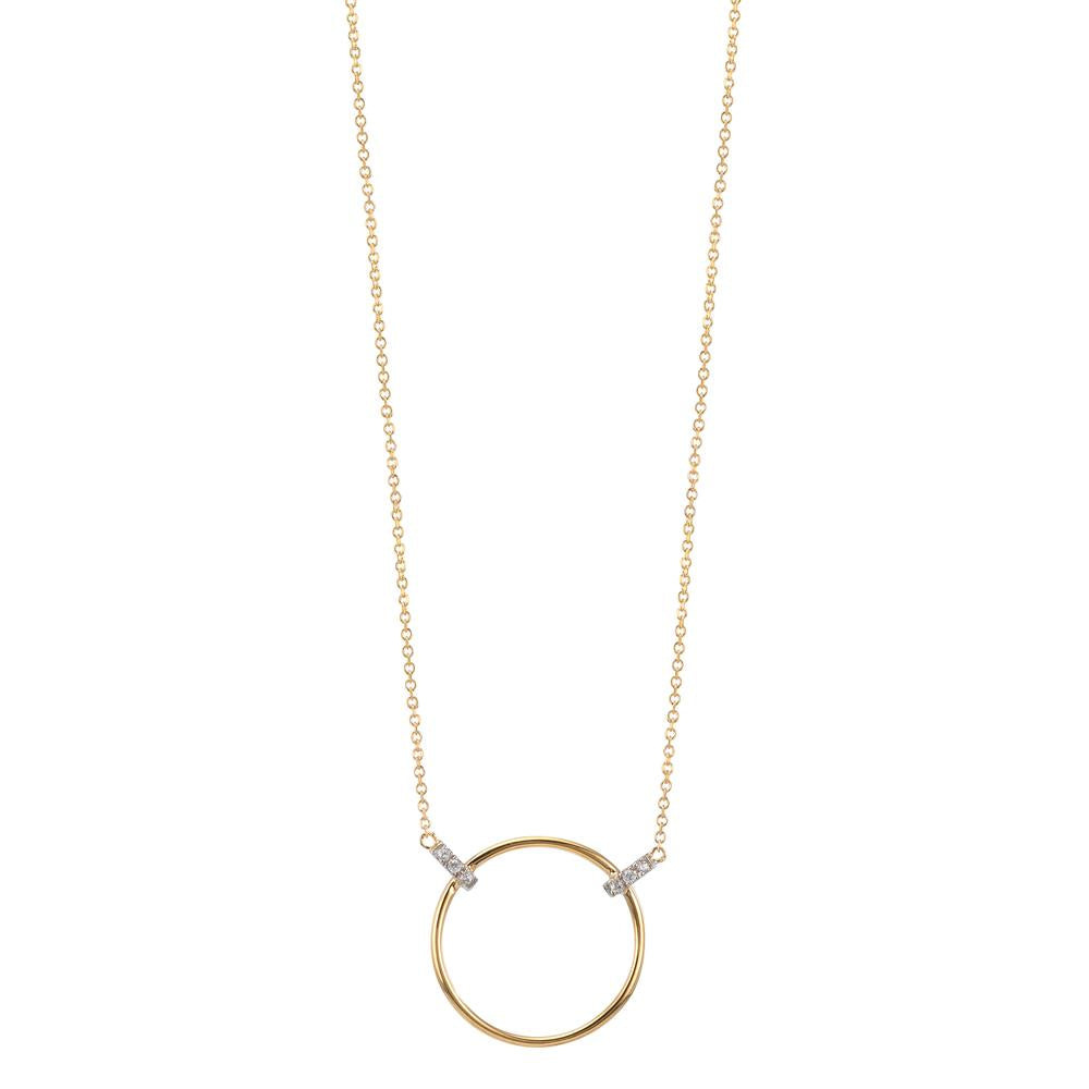 Collier 375/9 K gult guld, 375/9 K vitguld Zirkoniumoxid 6 stenar 42-45 cm Ø14 mm