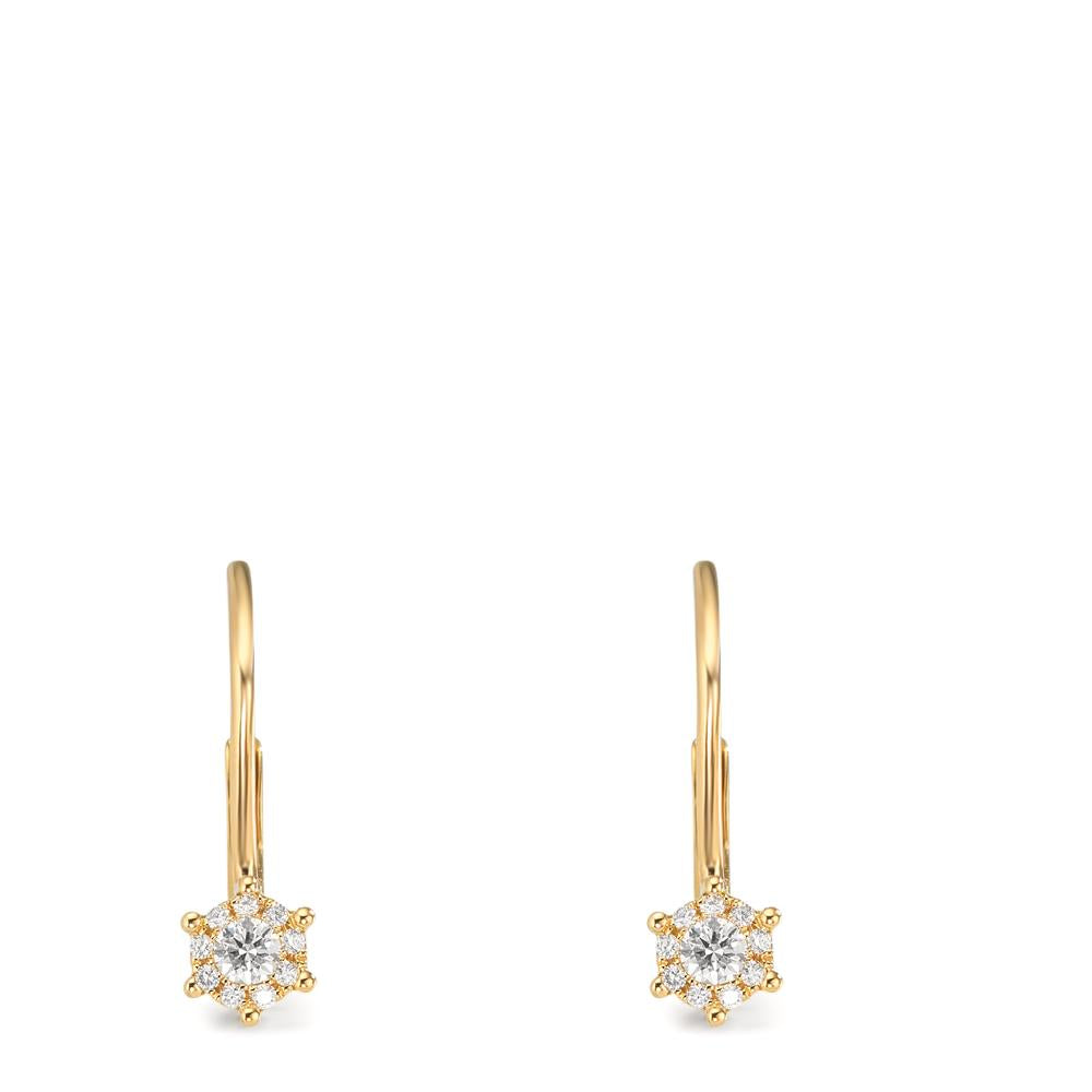 Örhängen 750/18 K gult guld diamant 0.17 ct, 2 stenar, w-si