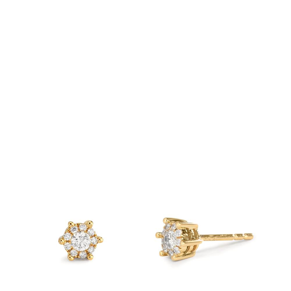 Örhängen med knoppar 750/18 K gult guld diamant 0.17 ct, 2 stenar, w-si Ø4.5 mm