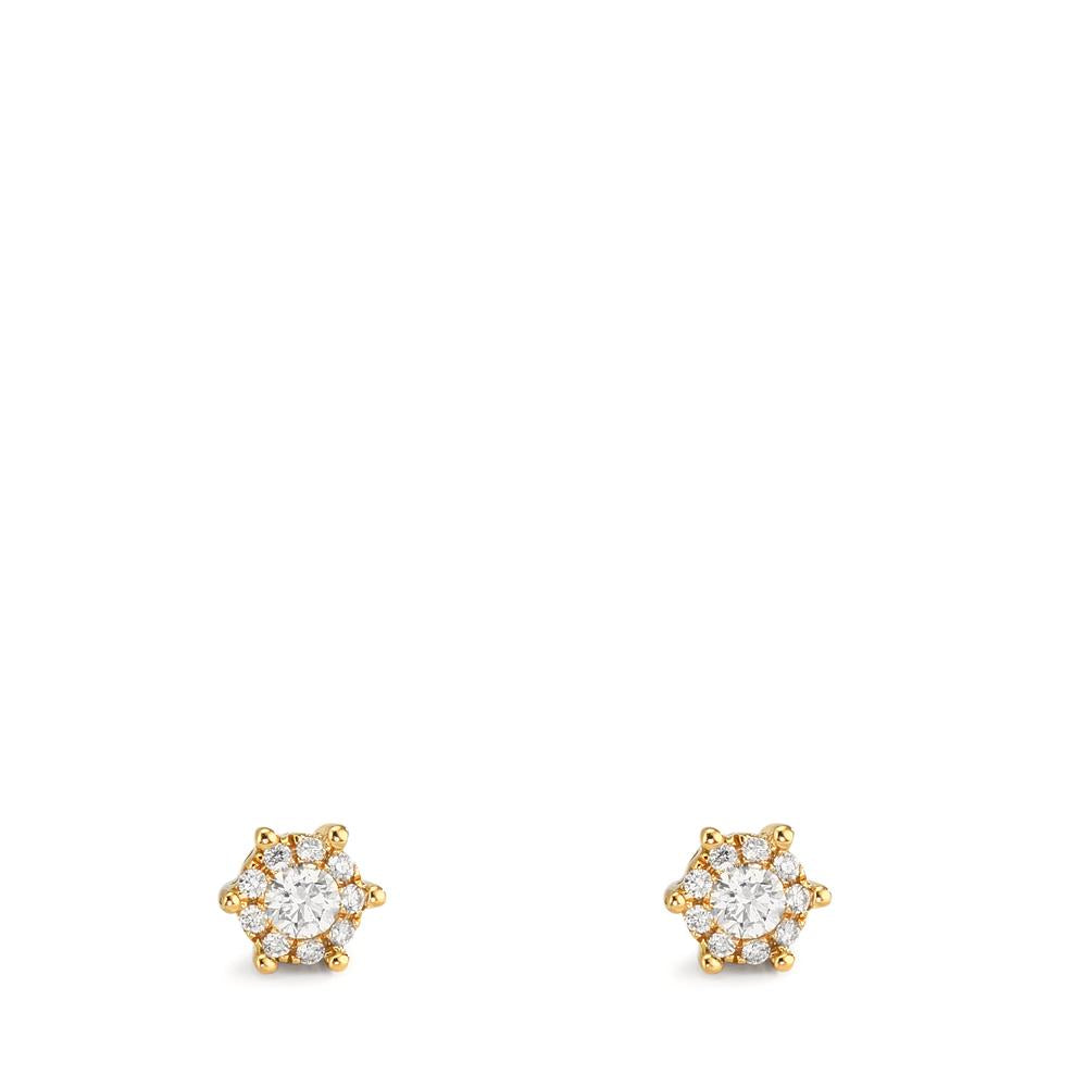 Örhängen med knoppar 750/18 K gult guld diamant 0.17 ct, 2 stenar, w-si Ø4.5 mm