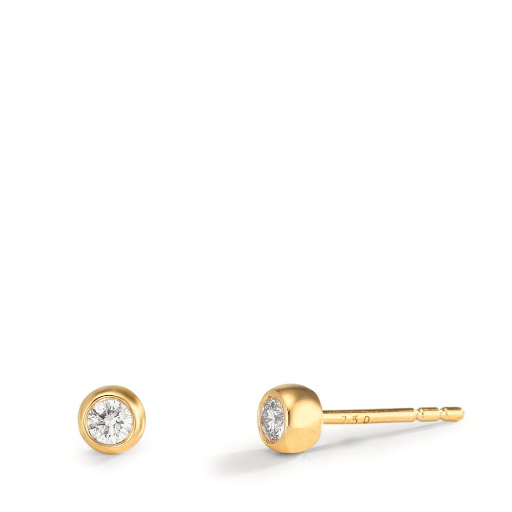 Örhängen med knoppar 750/18 K gult guld diamant 0.10 ct, 2 stenar, w-si Ø3.5 mm