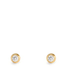 Örhängen med knoppar 750/18 K gult guld diamant 0.10 ct, 2 stenar, w-si Ø3.5 mm