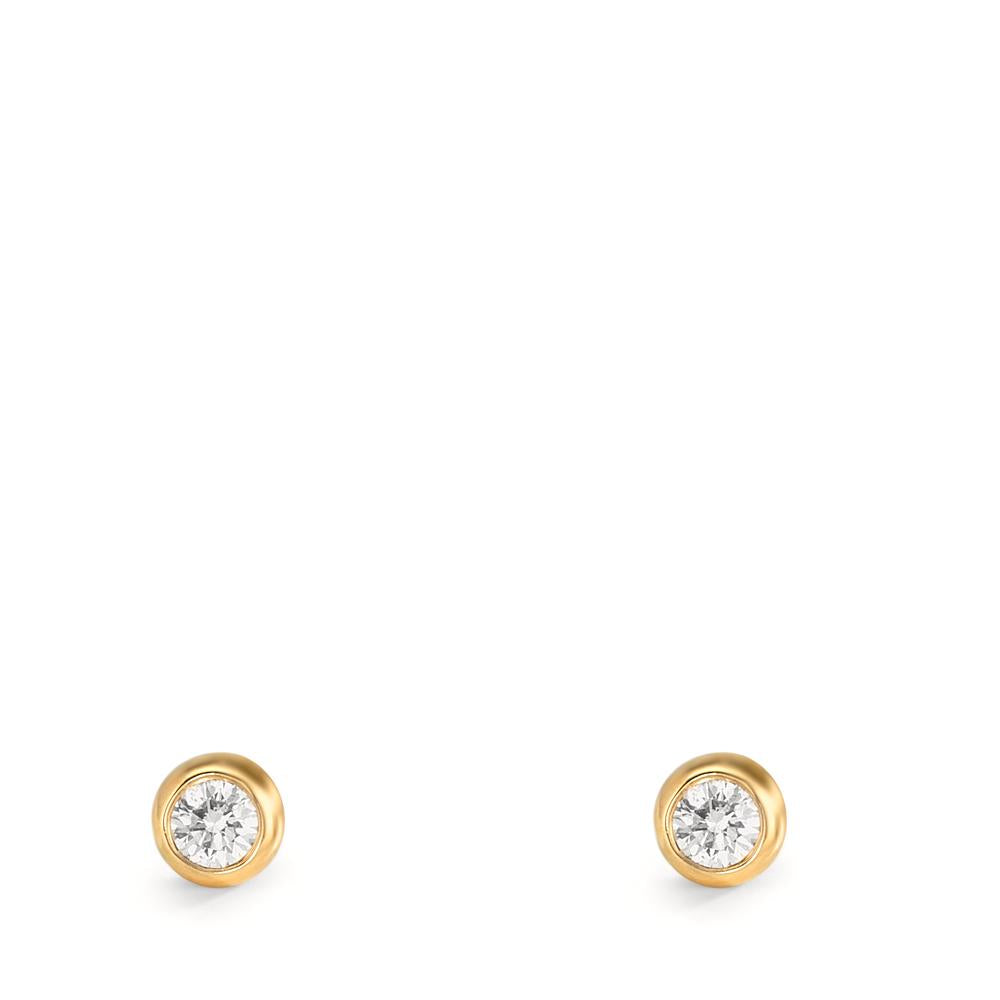 Örhängen med knoppar 750/18 K gult guld diamant 0.10 ct, 2 stenar, w-si Ø3.5 mm