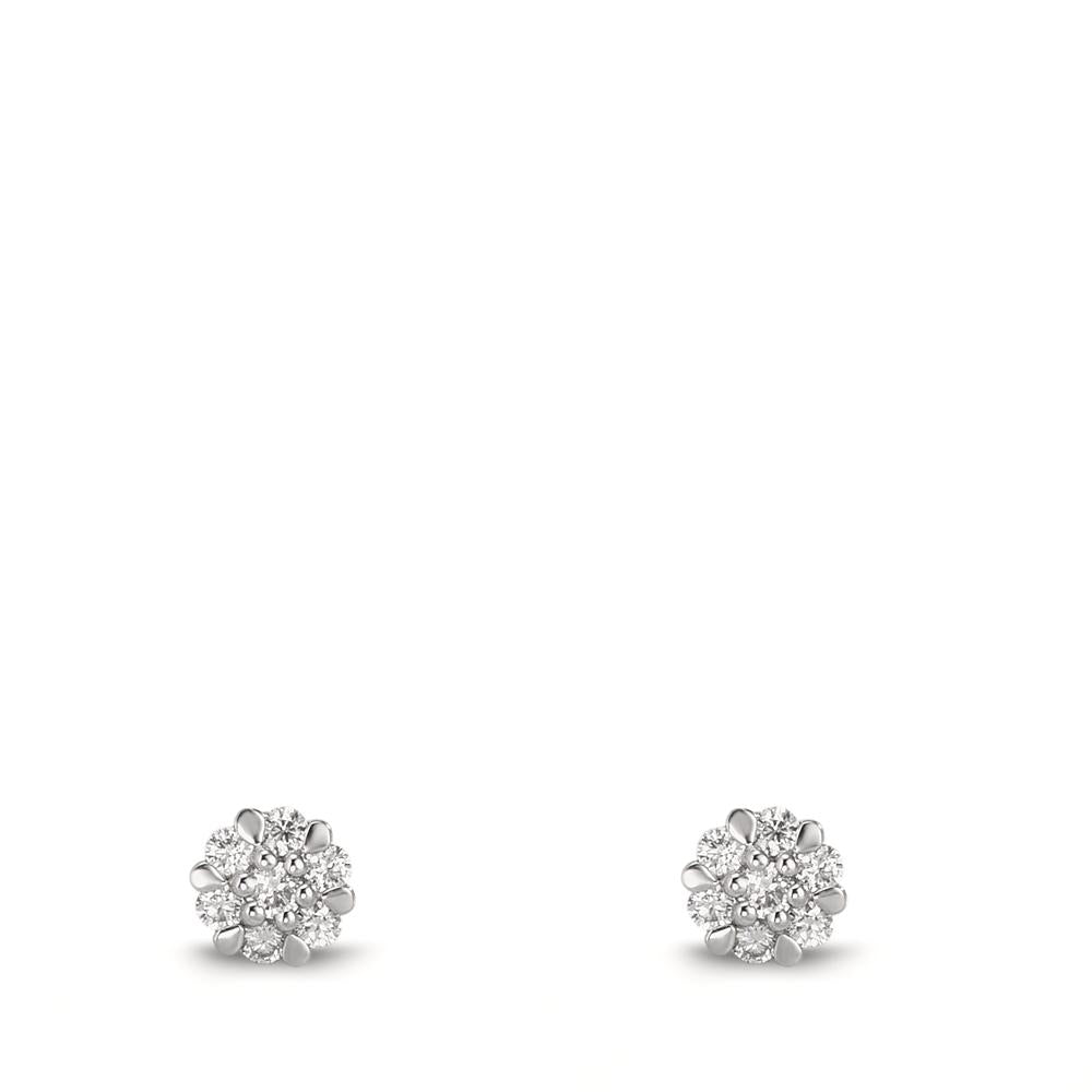 Örhängen med knoppar 750/18 K vitguld diamant 0.112 ct, 14 stenar, w-si Ø4 mm