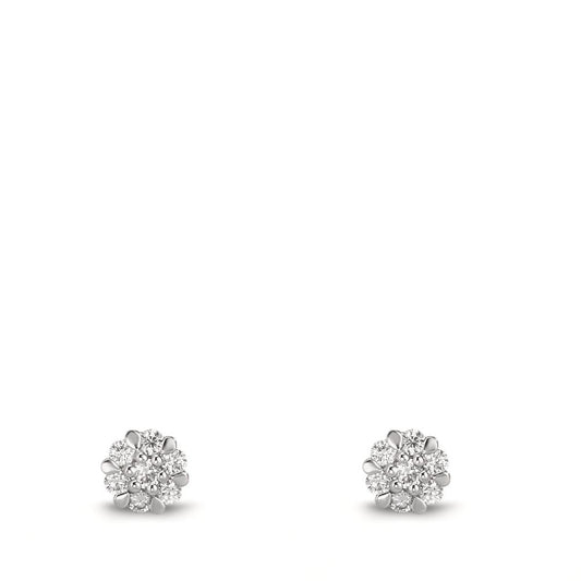 Örhängen med knoppar 750/18 K vitguld diamant 0.112 ct, 14 stenar, w-si Ø4 mm