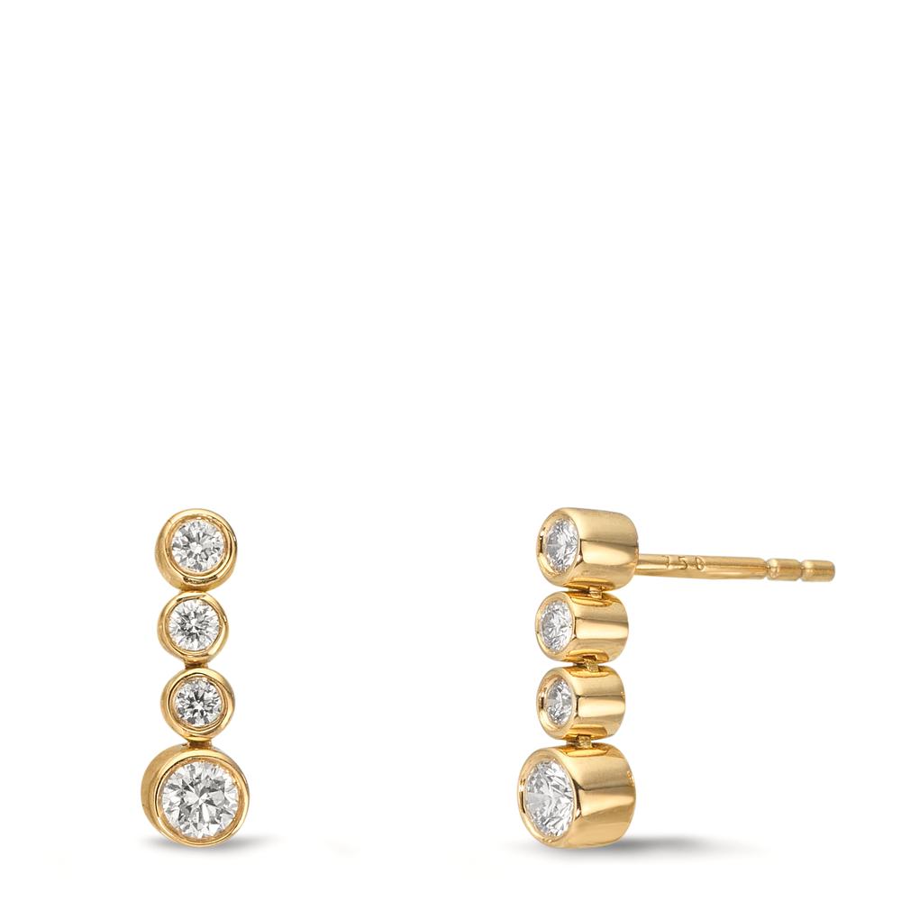 Örhängen 750/18 K gult guld diamant 0.27 ct, 8 stenar, w-si