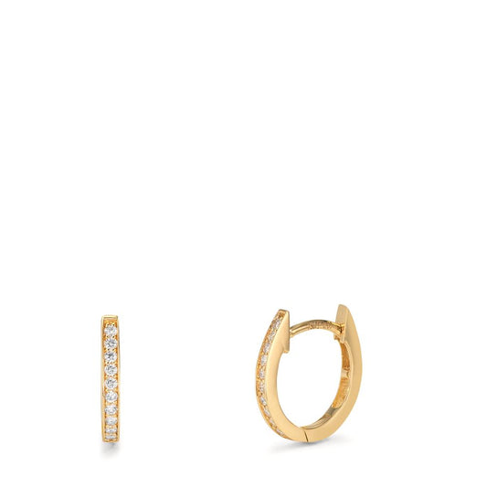 Hopfällbara örhängen 750/18 K gult guld diamant 0.10 ct, 20 stenar, w-si