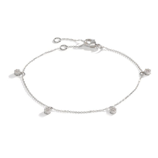 Armband 750/18 K vitguld diamant 0.24 ct, 28 stenar, w-si 16-19 cm