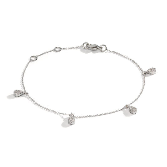 Armband 750/18 K vitguld diamant 0.32 ct, 36 stenar, w-si 16-19 cm