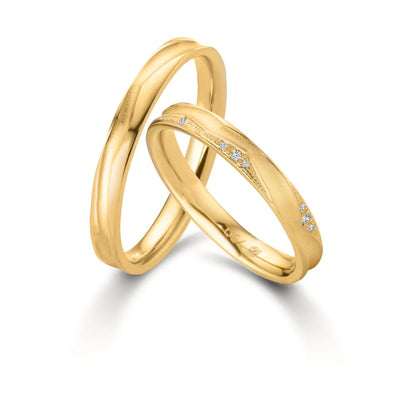 Partnerring 750/18 K gult guld diamant 0.033 ct, 12 stenar, w-vsi