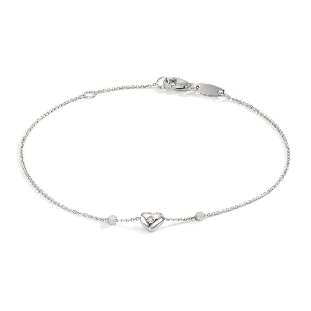 Armband 750/18 K vitguld Zirkoniumoxid 2 stenar Hjärta 17-19 cm