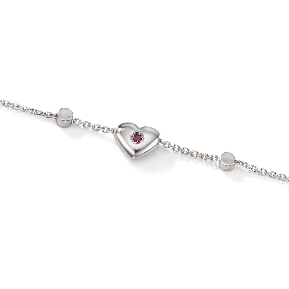 Armband 750/18 K vitguld Zirkoniumoxid 2 stenar Hjärta 17-19 cm