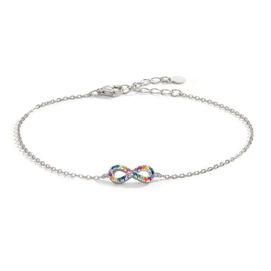 Armband Silver Zirkoniumoxid färgrik rodiumpläterad Oändlighet 16-20 cm