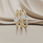 Solitärring 750/18 K gult guld diamant 0.34 ct, 17 stenar, w-si