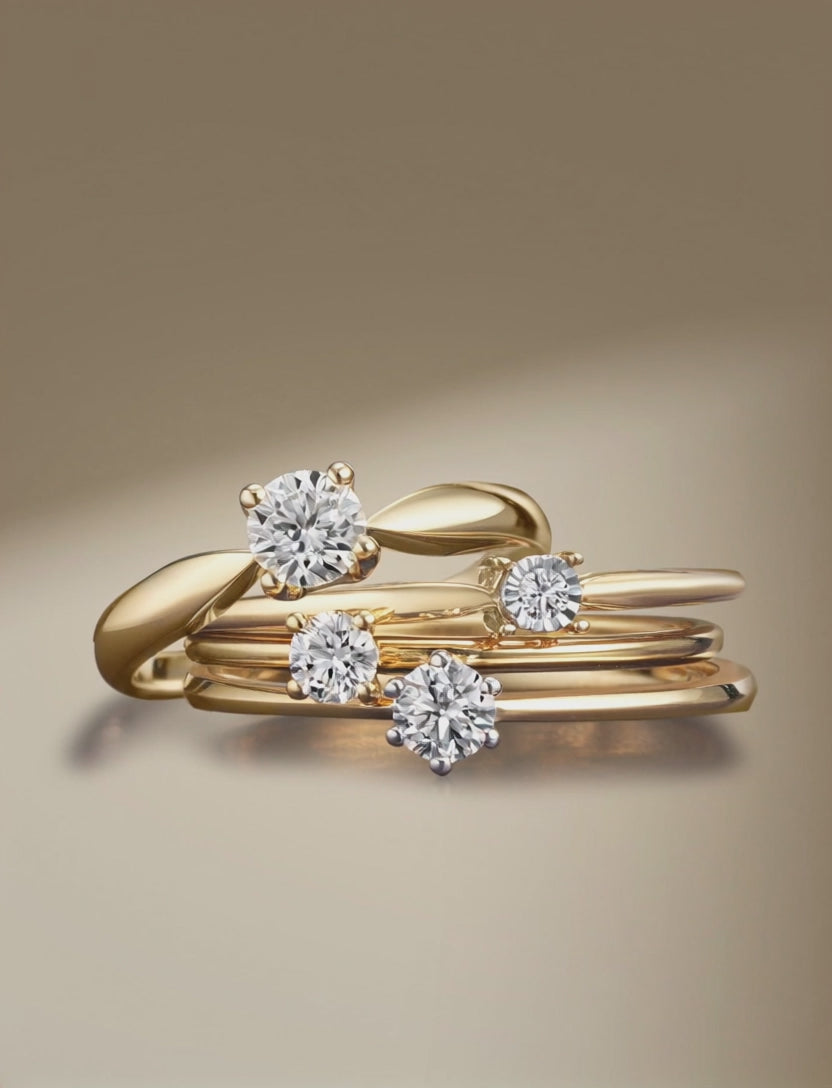 Solitärring 750/18 K gult guld diamant 0.10 ct, w-si