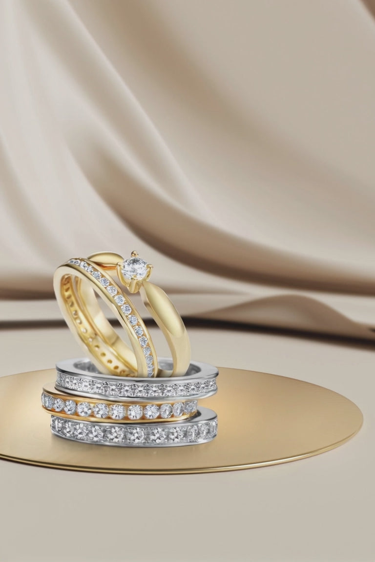 Minnesring 750/18 K gult guld diamant vit, 1 ct, 33 stenar, [Brillant], w-si