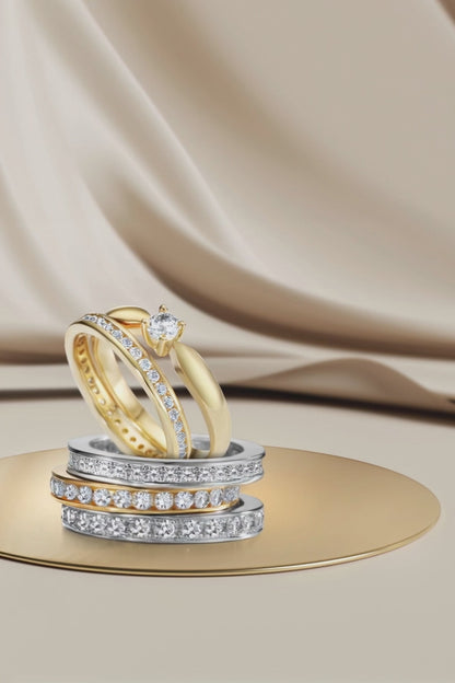 Minnesring 750/18 K vitguld diamant vit, 1 ct, 28 stenar, [Brillant], w-si