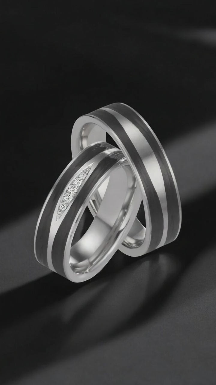 Partnerring 950 platina, Kol diamant 0.034 ct, 5 stenar, w-si
